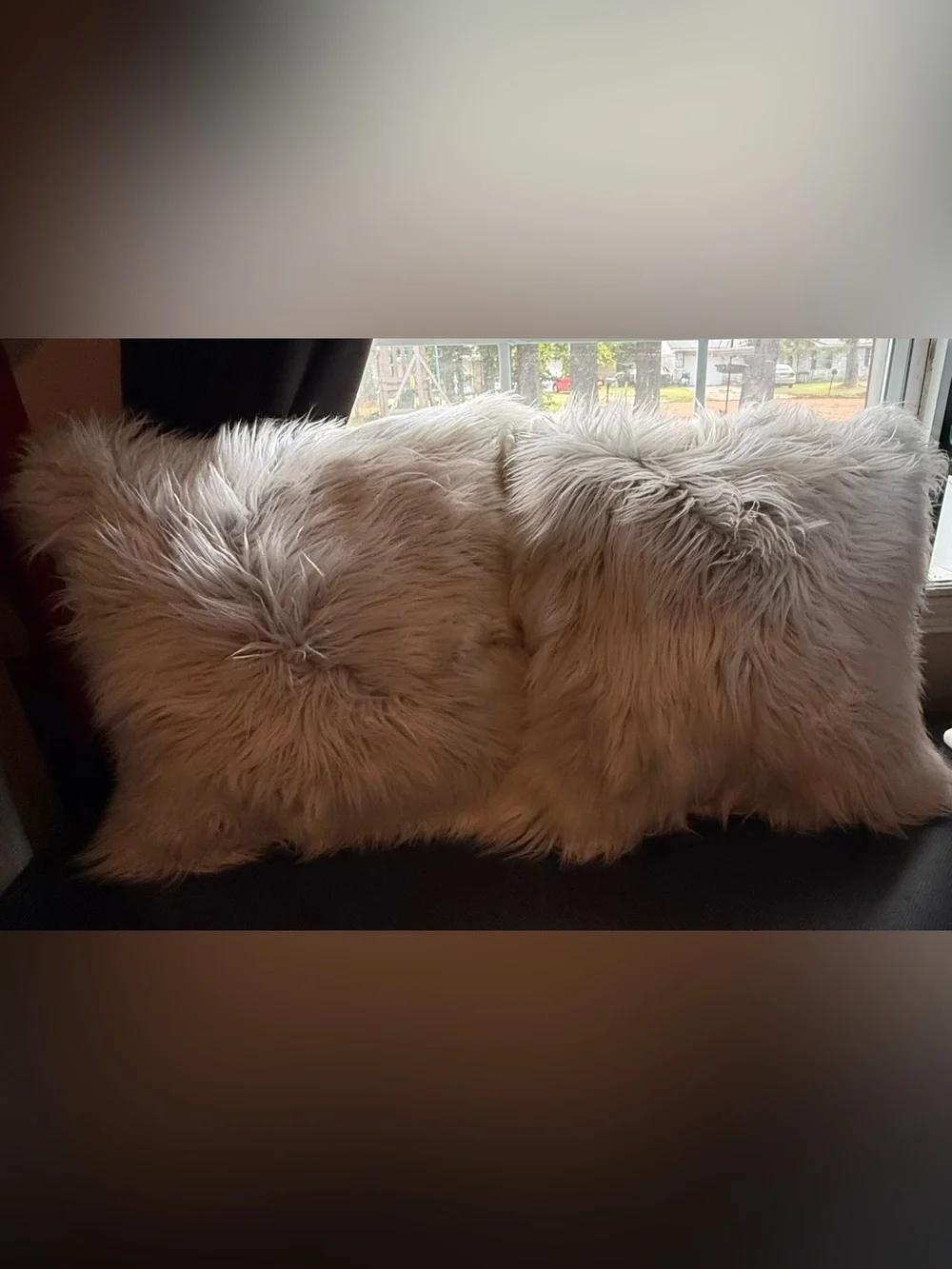 Luxurious Plush Faux Fur Throw Pillow - Light Taupe Set of two. Never used
